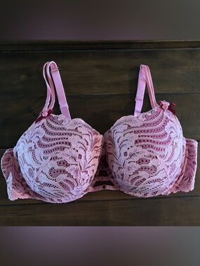 Cacique Lace Boost Balconette Bra - Pink